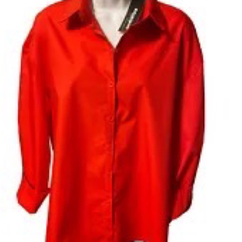 NWT Women’s Zeagoo Dressy Button Down Blouse Cute tie down Back Red XL
